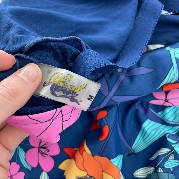 Heat Swimwear Womens Blue Floral SwimSuit Tankini SIZE Medium - Picture 6 of 9